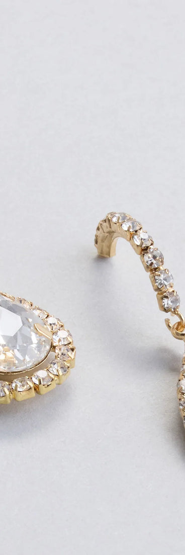 Classic Chic Teardrop Rhinestone Hoop Earrings