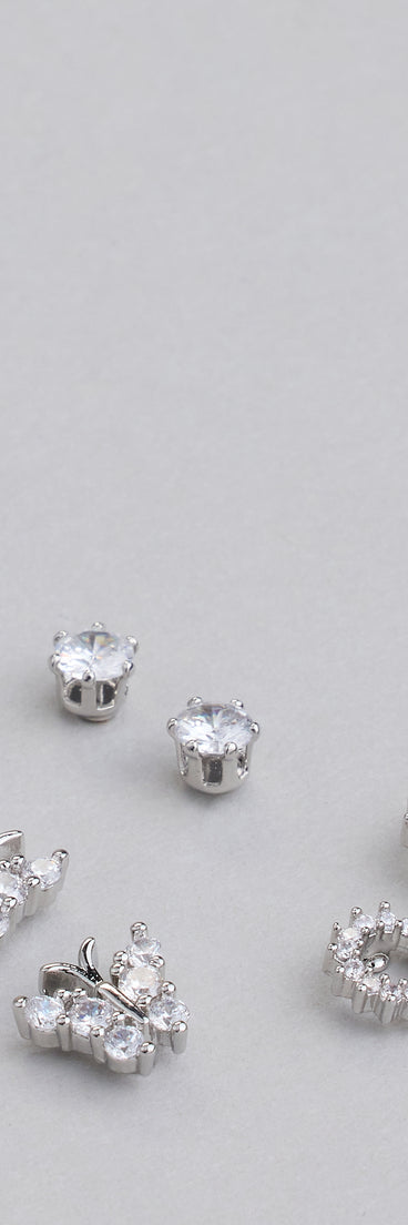 Flying High Cubic Zirconia Three Pack Stud Earrings