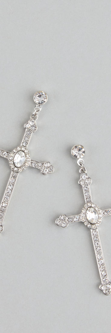 Chic Factor Rhinestone Cross Earrings