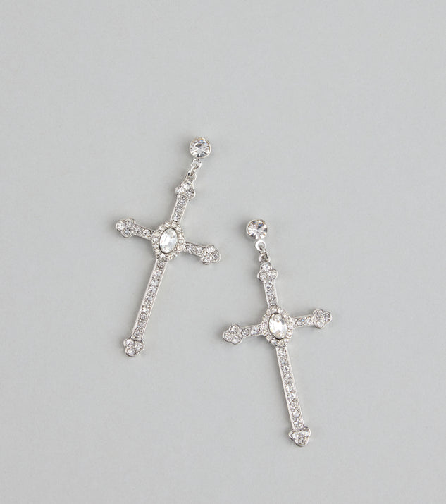 Shop Windsor Chic Factor Rhinestone Cross Earrings Online – Trendy & Affordable Fashion