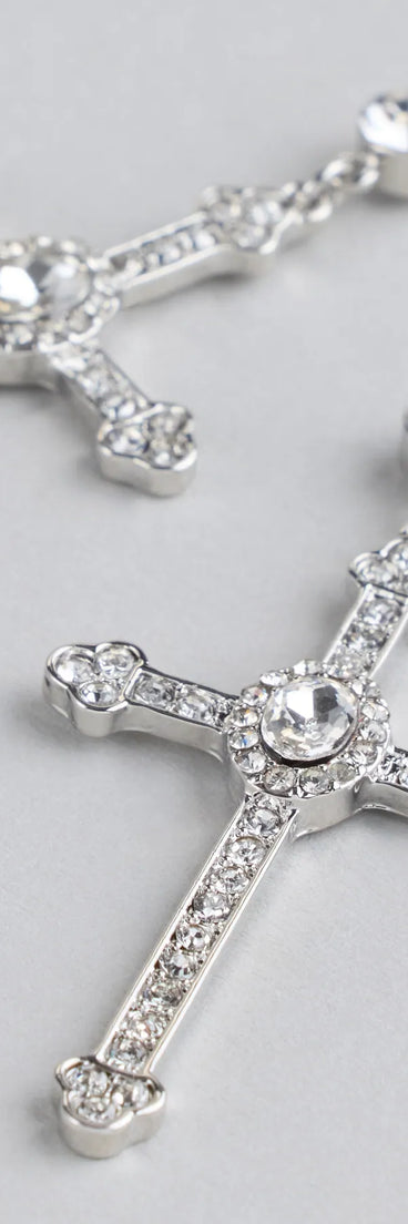 Chic Factor Rhinestone Cross Earrings
