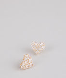 Heart Eyes Cubic Zirconia Stud Earrings