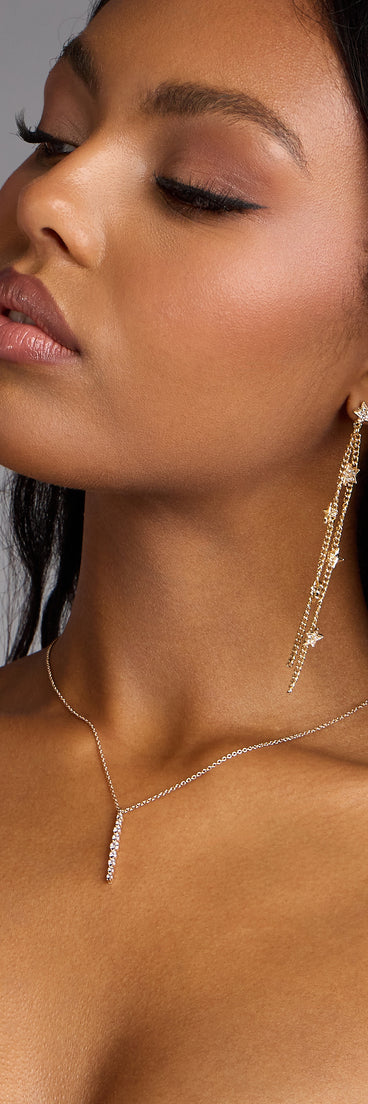 Catch The Glow Rhinestone Star Linear Earrings