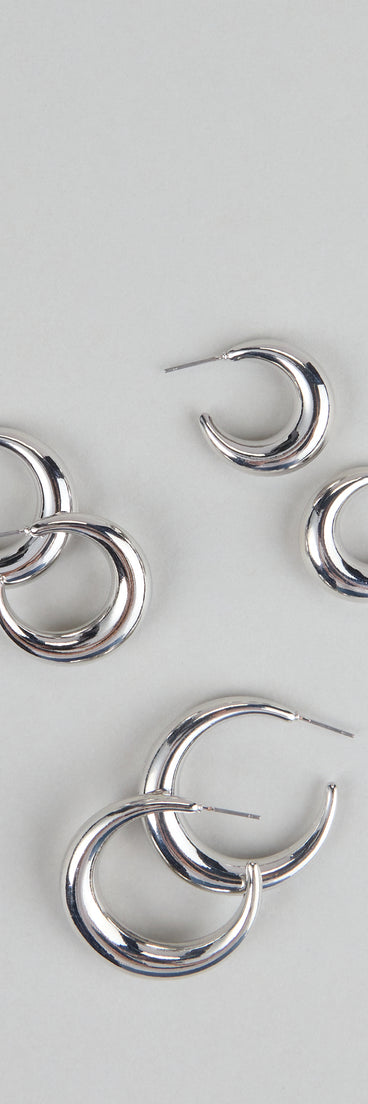 Style your vibe in seconds with the Always A Trio Three Pack Earrings Set, a fashion accessories essential that completes any outfit with ease.