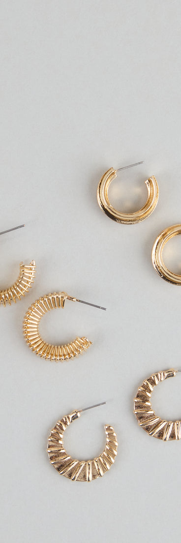 Hoop Dreams Textured Earring Set