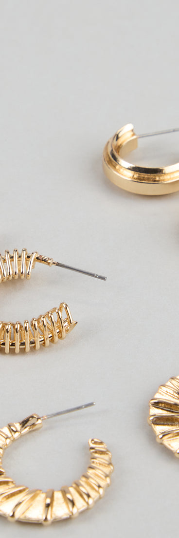 Hoop Dreams Textured Earring Set