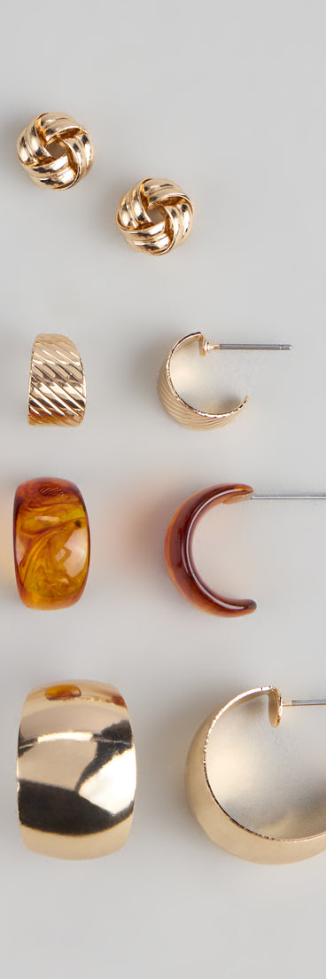 This piece brings trend-right energy to the Mix It Up Hoop And Stud Earrings Set, perfect for fall outfits that stand out.