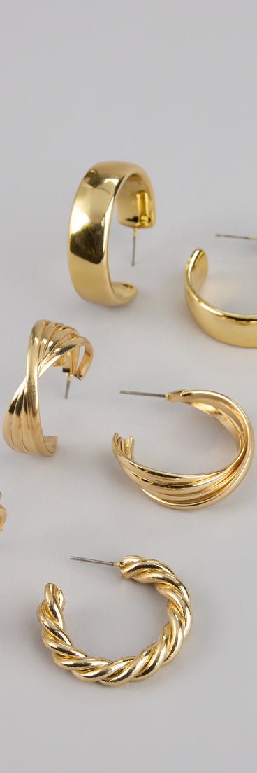 Triple The Fun Hoop Earrings Set