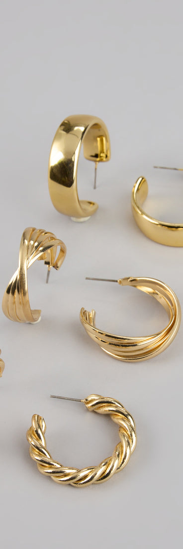 Triple The Fun Hoop Earrings Set