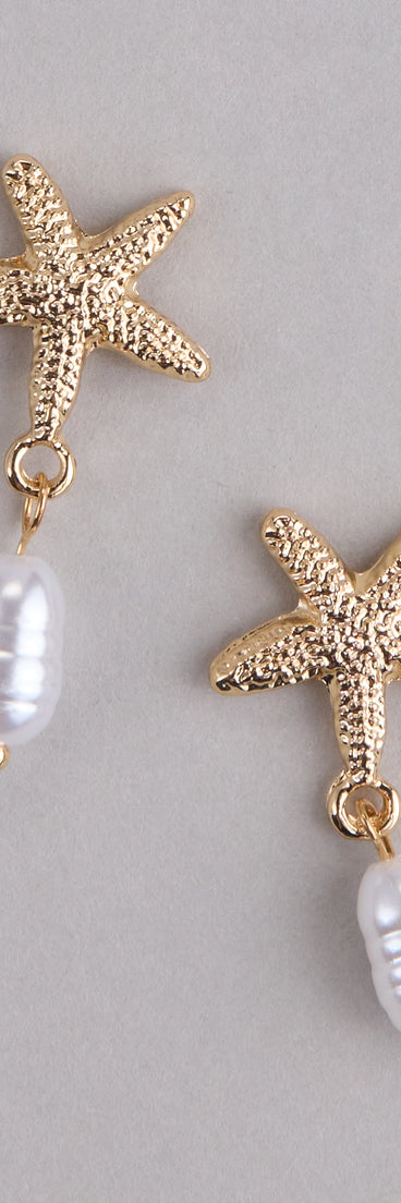 Coastal Crush Starfish And Pearl Drop Earrings