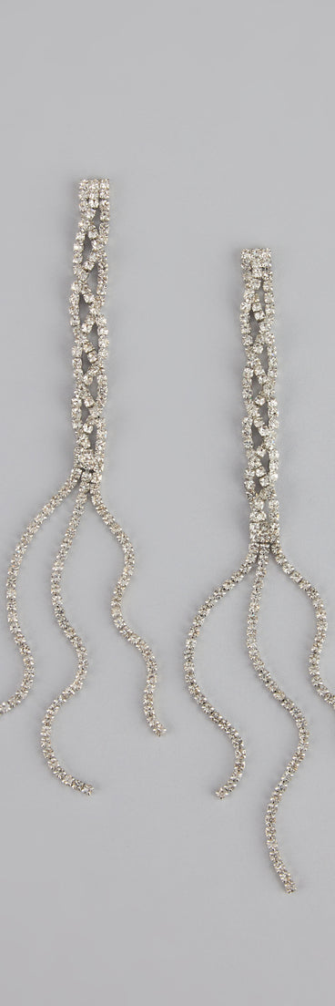 Twisted Shine Rhinestone Fringe Earrings