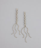 Twisted Shine Rhinestone Fringe Earrings