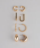 Mix It Up Three-Pack Earrings Set With Cuffs