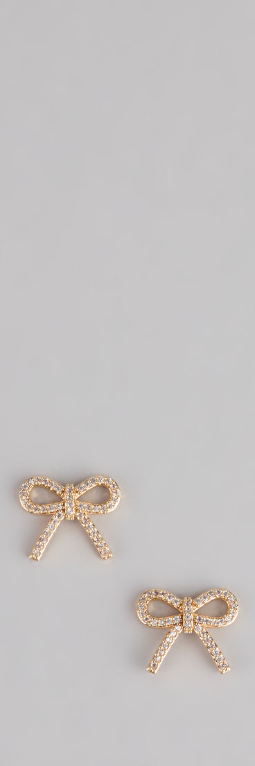 Tied To Shine Bow Stud Earrings