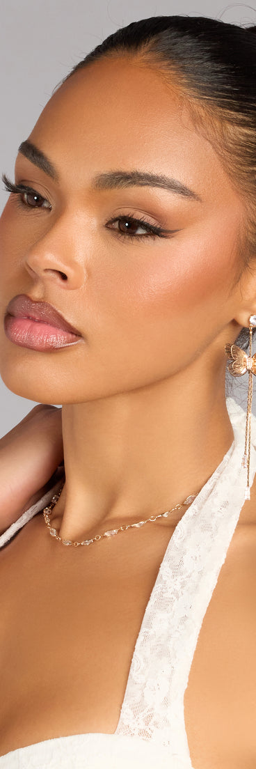 Soft Sparkle Rhinestone Butterfly Earrings