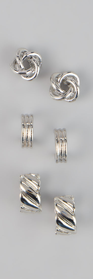 Three Times the Shine Hoop Earring Set