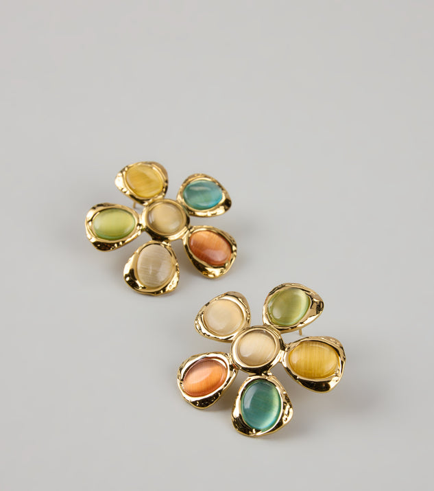 Shop Windsor Bloom Bright Stone Flower Stud Earrings Online – Trendy & Affordable Fashion