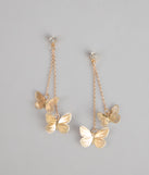 Soft Shine Butterfly Linear Earrings