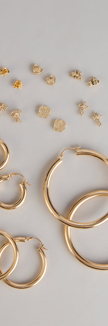 Infinite Style Stud And Hoop Earrings Set