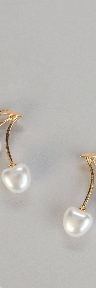 Sweet Pearl Cherry Drop Earrings