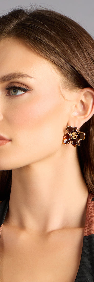 Double Bloom Floral Earrings Set