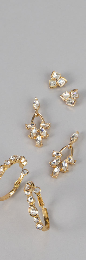 Radiant Mix Crystal Hoop Stud Set