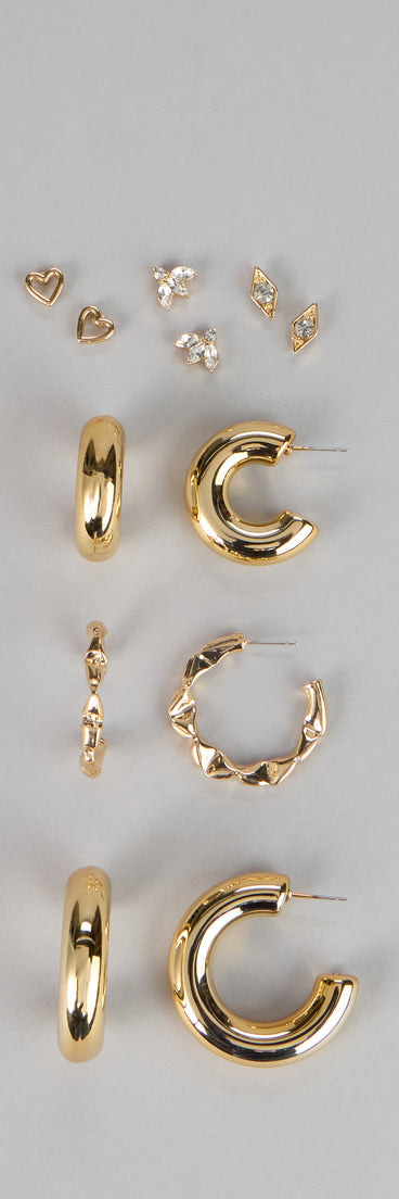 Polished Perfection Hoop And Stud Earring Set