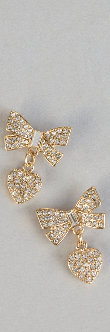 Darling Shine Bow Heart Earrings