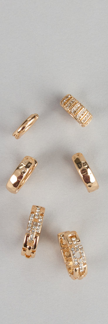 Glow Up Rhinestone Hoop Earrings Set