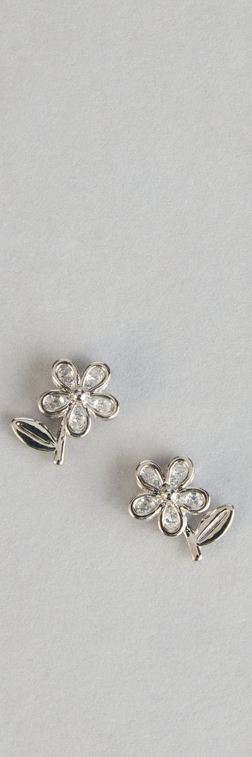Sweet Bloom Cubic Zirconia Flower Stud Earrings
