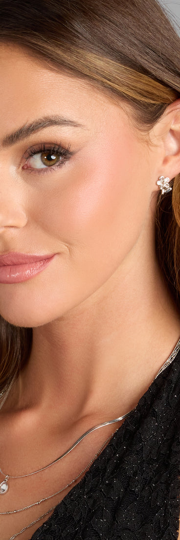 Sweet Bloom Cubic Zirconia Flower Stud Earrings