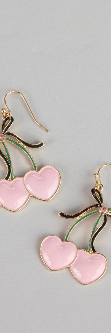 Sugar Darling Heart Cherry Earrings