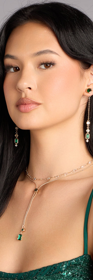 Glimmer Line Gemstone Chain Earrings