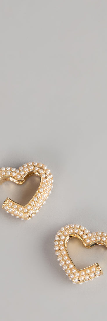 Love Notes Faux Pearl Heart Earrings