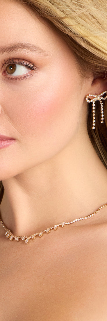 Sweet Spark Rhinestone Bow Earrings