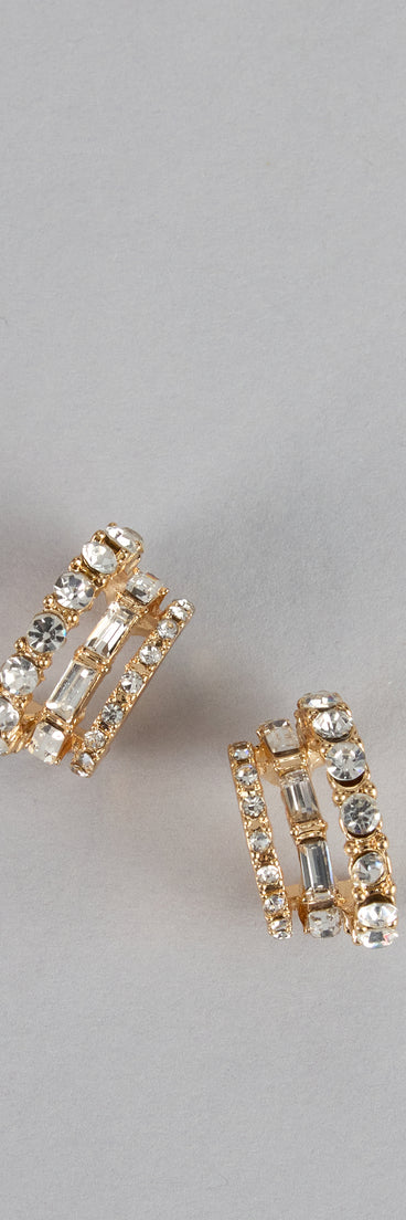 Double Glam Rhinestone Hoop Earrings