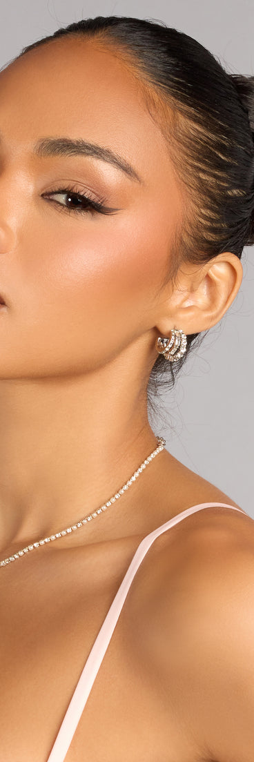 All Eyes Here Rhinestone Hoop Earrings