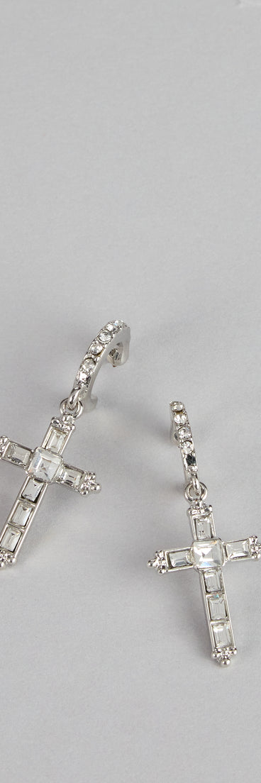 Glimmer Grace Rhinestone Cross Huggies