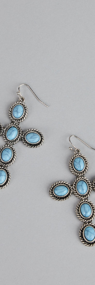 Wild Heart Stone Cross Earrings