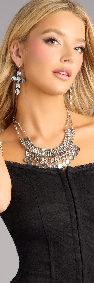 Wild Heart Stone Cross Earrings