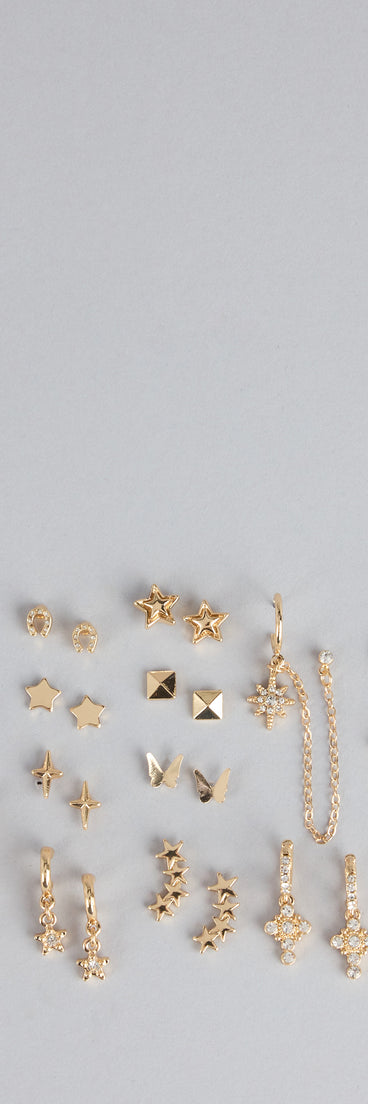 Charm Rotation Rhinestone Earrings Set