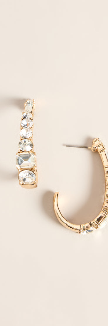 Crystal Curve Rhinestone Oval Hoops