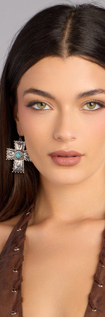 Desert Charm Cross Earrings