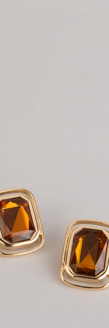 Bold Detail Statement Stone Stud Earrings