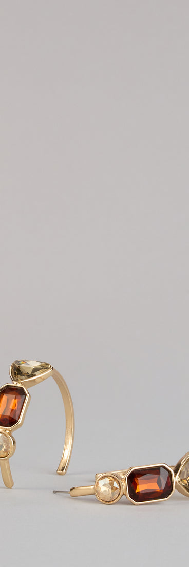 Chic Shine Stone Hoop Earrings