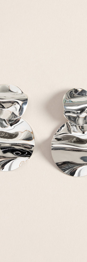 Mirror Check Circular Drop Earrings