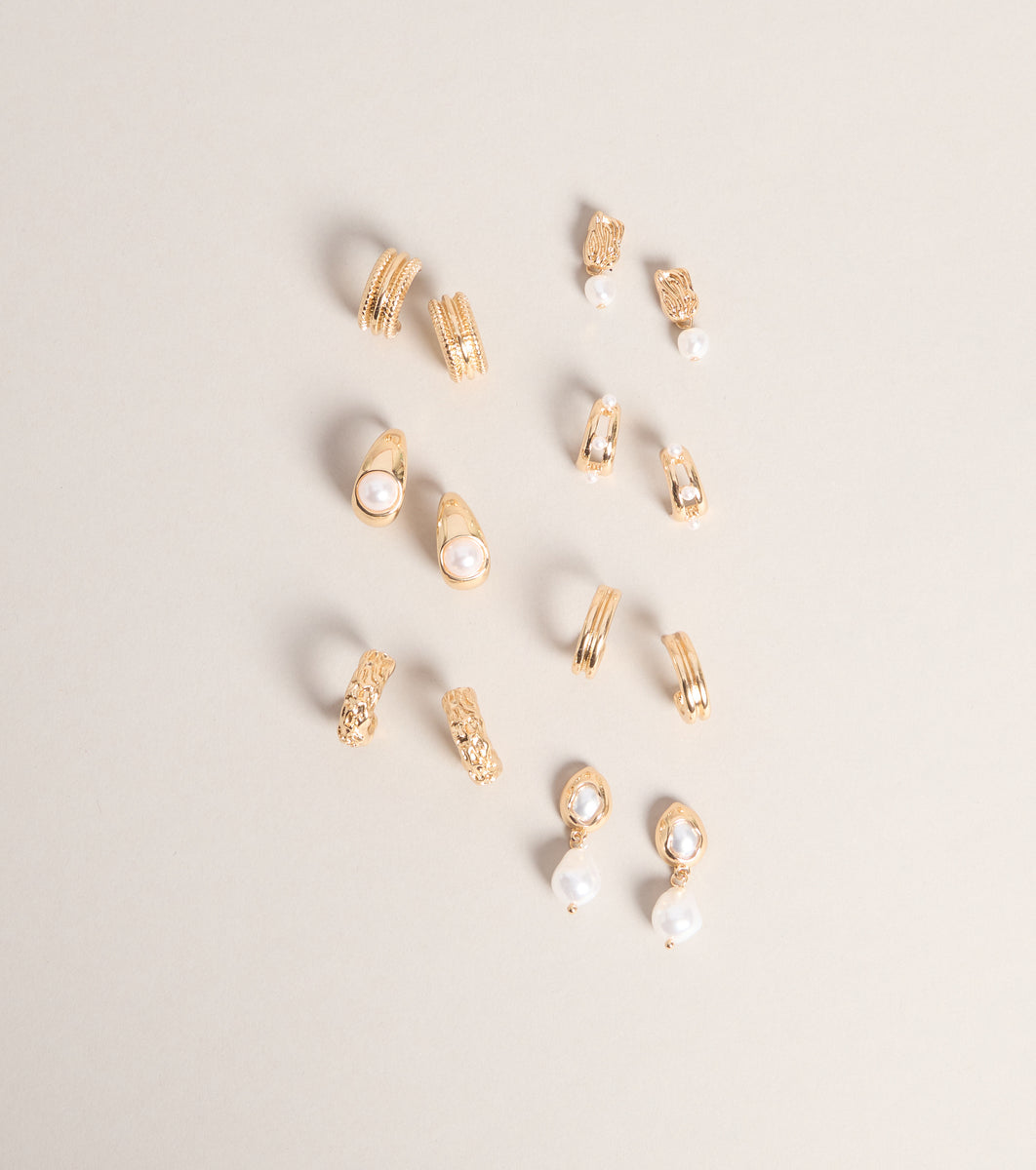 Chic Stack Pearl Seven-Pack Earrings Set & Windsor