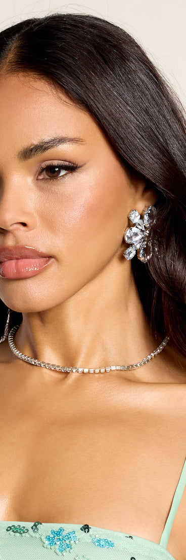 First Dance Rhinestone Flower Earrings