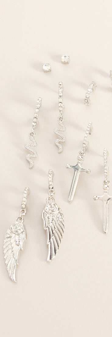 Edgy Babe Five-Pack Earrings Set