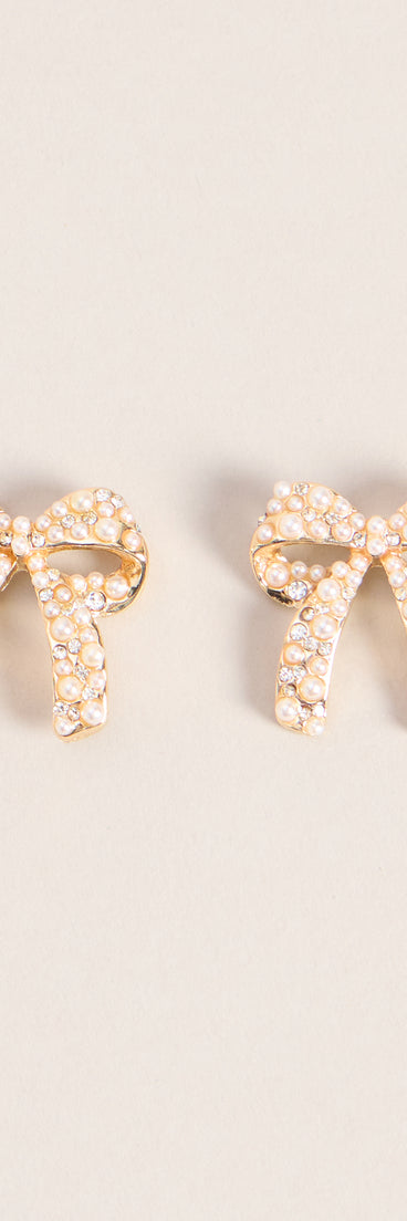 Tied Up In Pearl Bow Stud Earrings